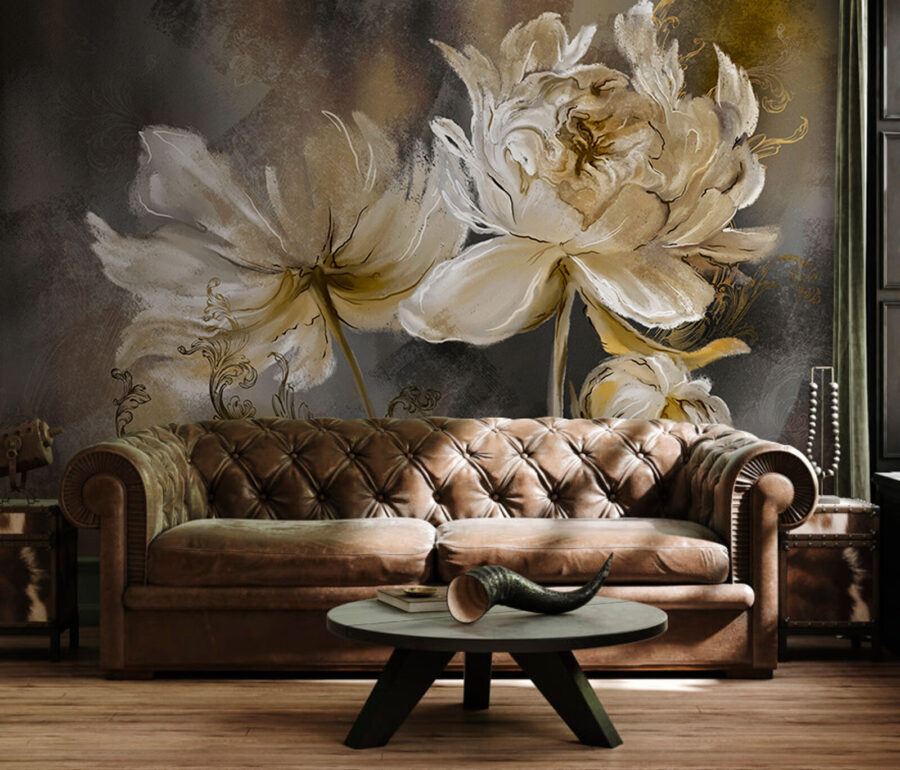 Painting of flowers on a surface