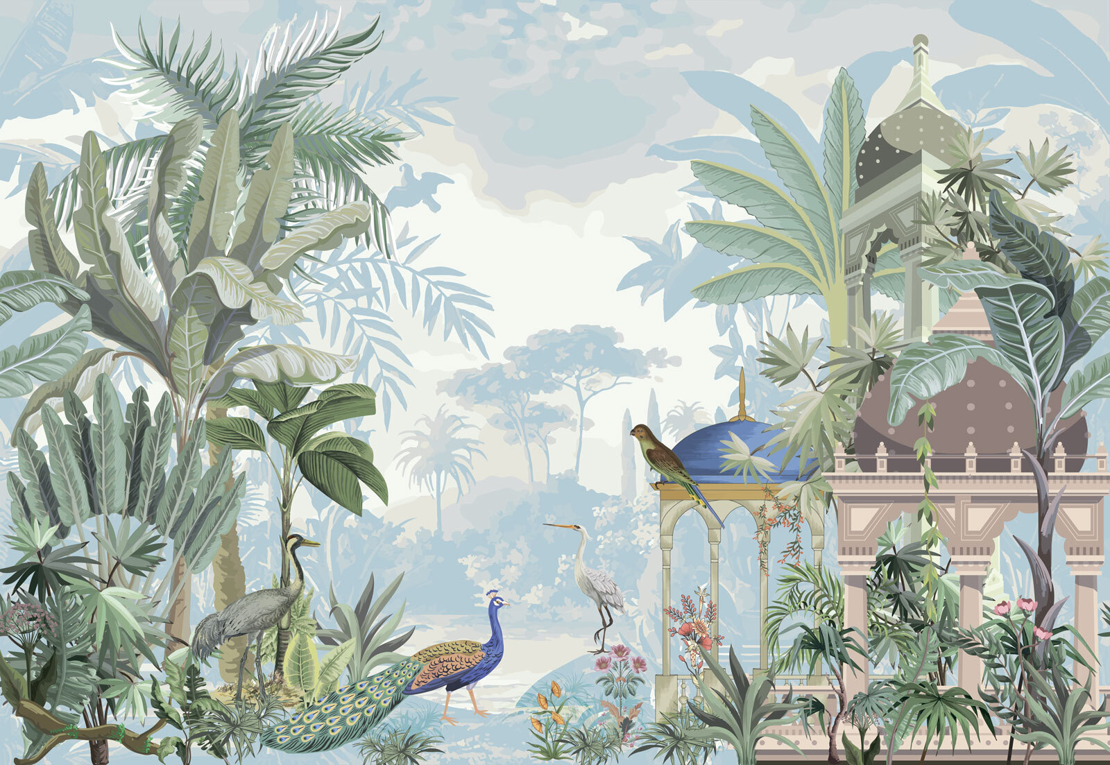 u78645p - Mural of birds and plants - tegory