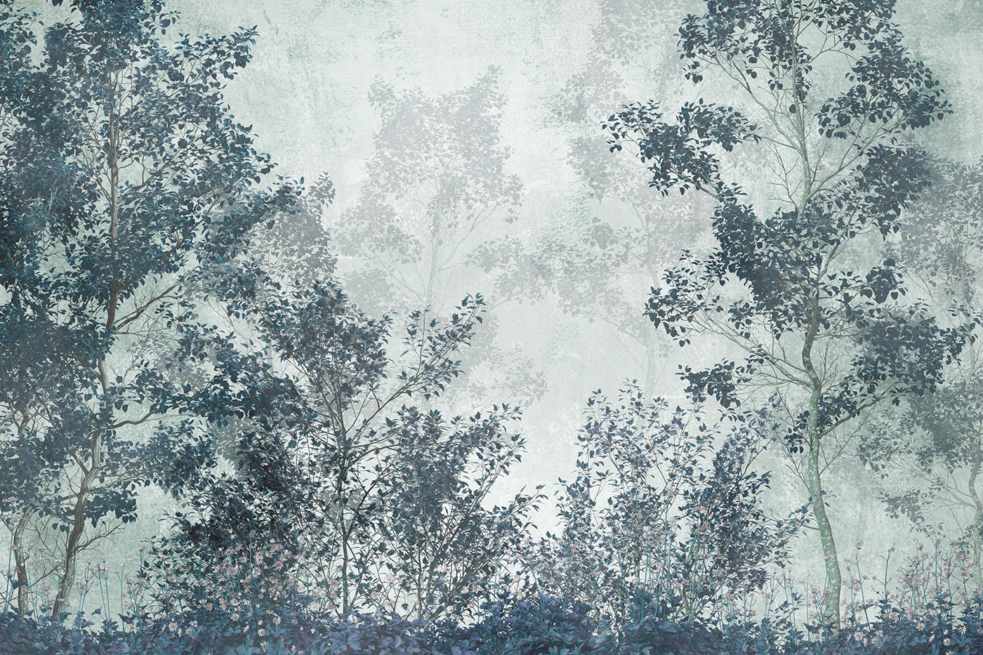 A group of trees with leaves