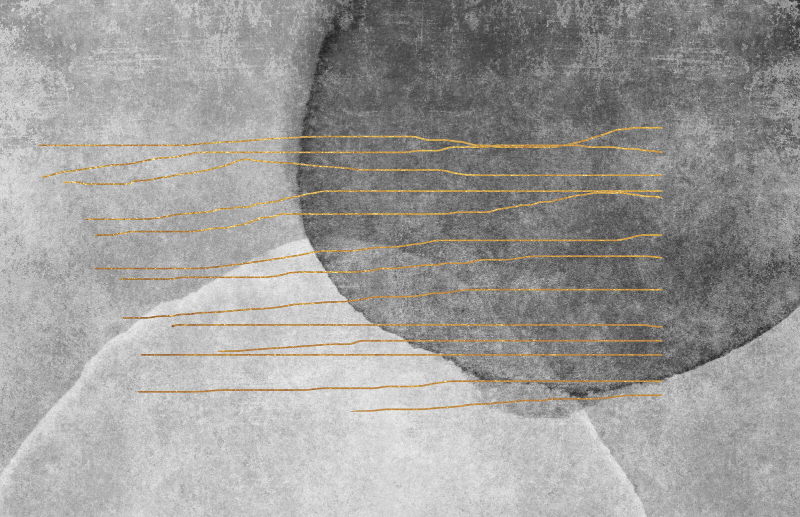 Grey and white painting with orange lines