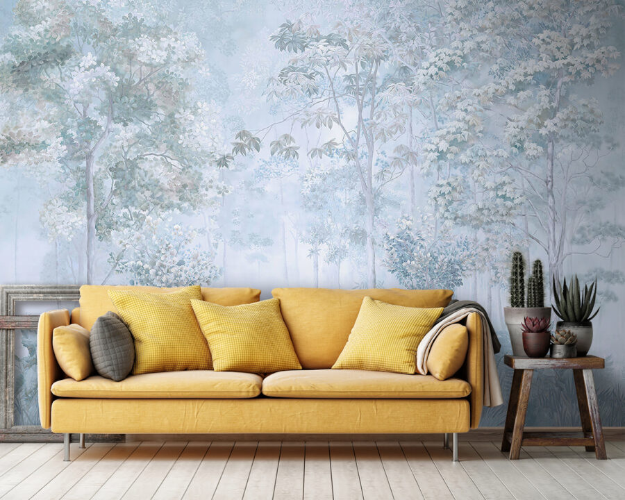 Wall murals Foggy forest with trees and plants - Image 4