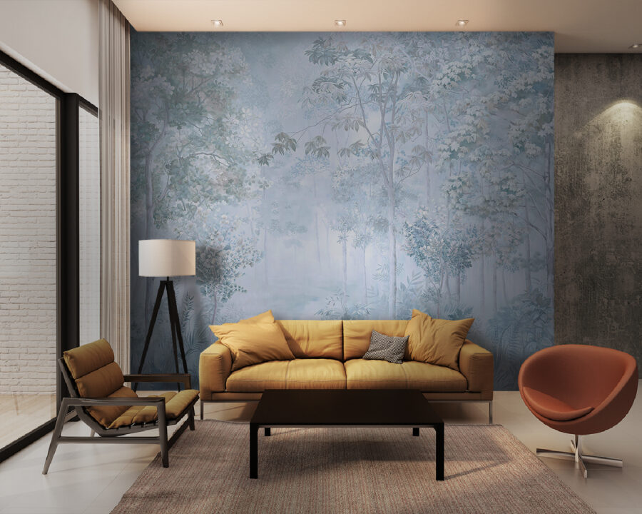 Wall murals Foggy forest with trees and plants - Image 3