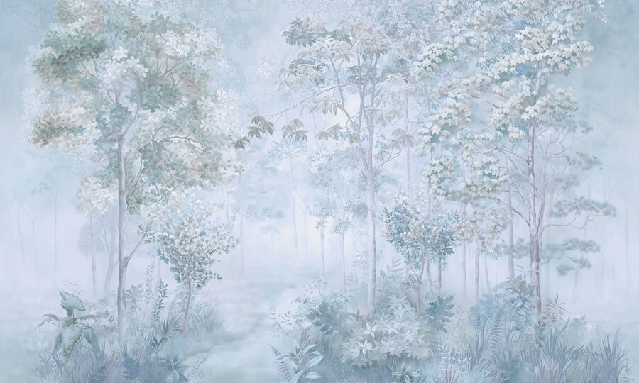 Wall murals Foggy forest with trees and plants - Image 8