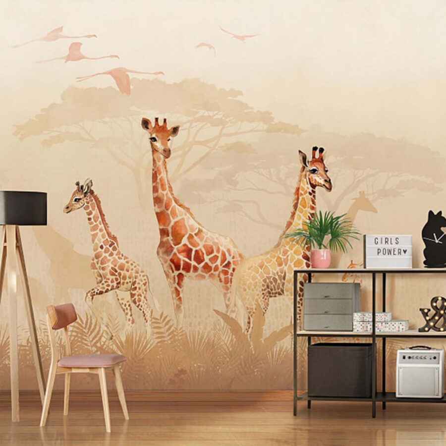 Group of giraffes in a field