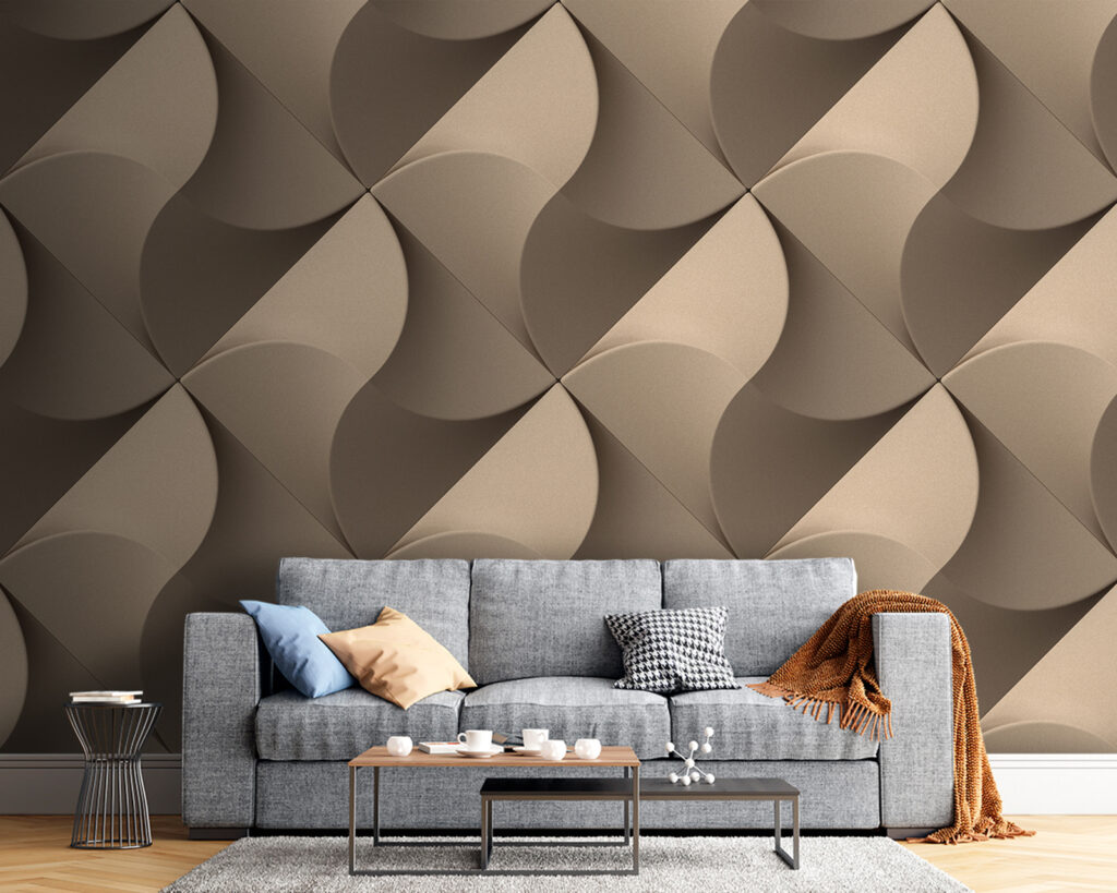 Wall with a pattern of circles and squares