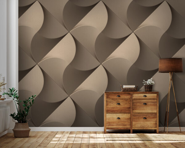 Wall with a pattern of circles and squares Wall with a pattern of circles and squares