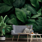 Wall murals Large green leaves