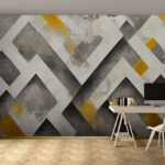 Wall murals Grey and yellow painted wall