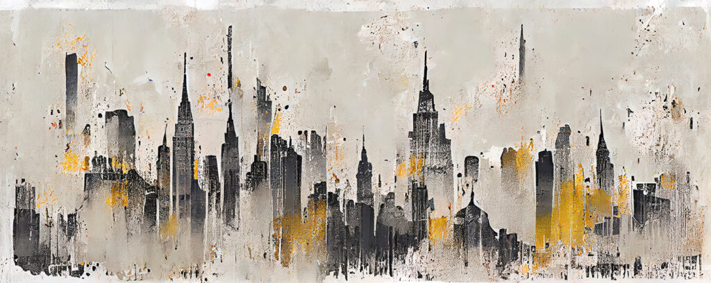 Painting of a city Painting of a city