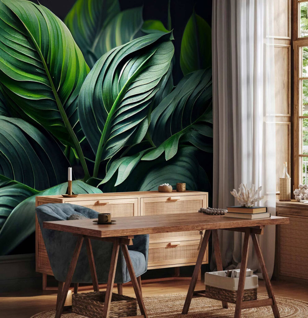 Lush green leaves in soft light