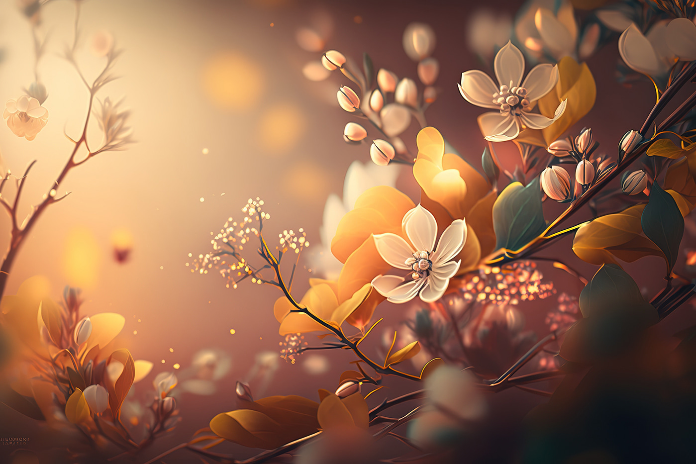 Delicate blooms in soft sunlight