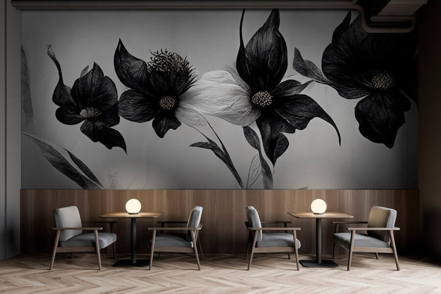 Wall murals Black and white flower - Image 3