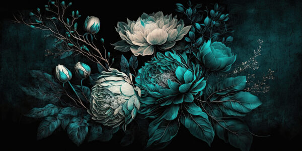 Emerald blooms on a dark background
