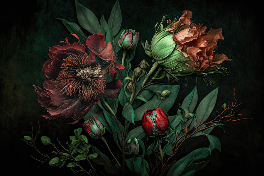 Elegant flowers with rich textures.