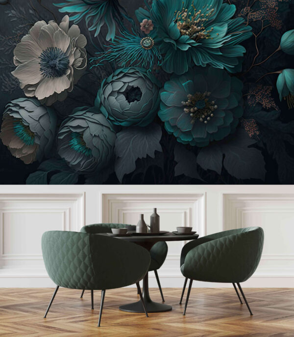 Elegant floral arrangement in cool tones