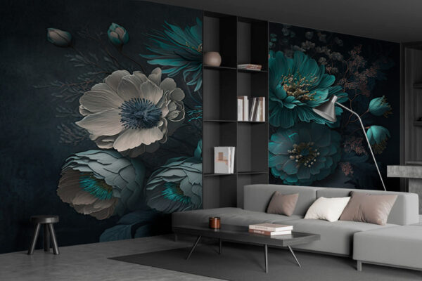 Wall murals Elegant floral arrangement in cool tones