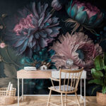 Wall murals Elegant flowers on a dark background