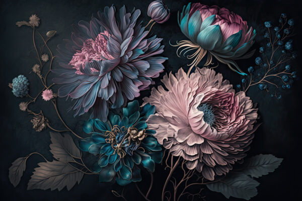 Elegant flowers on a dark background