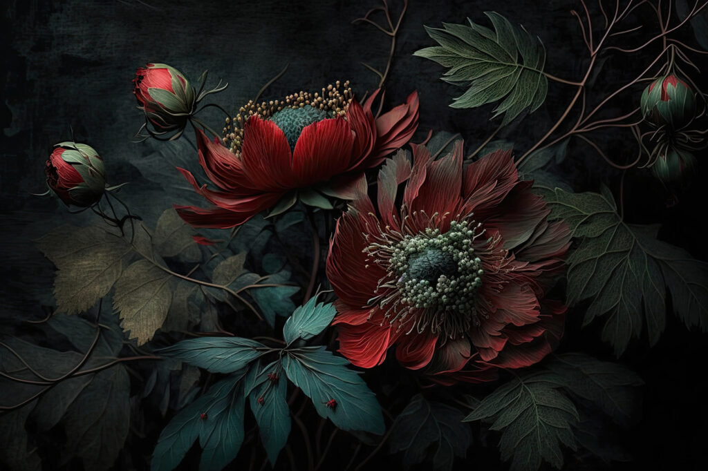 Dark blooms in a moody setting Dark blooms in a moody setting