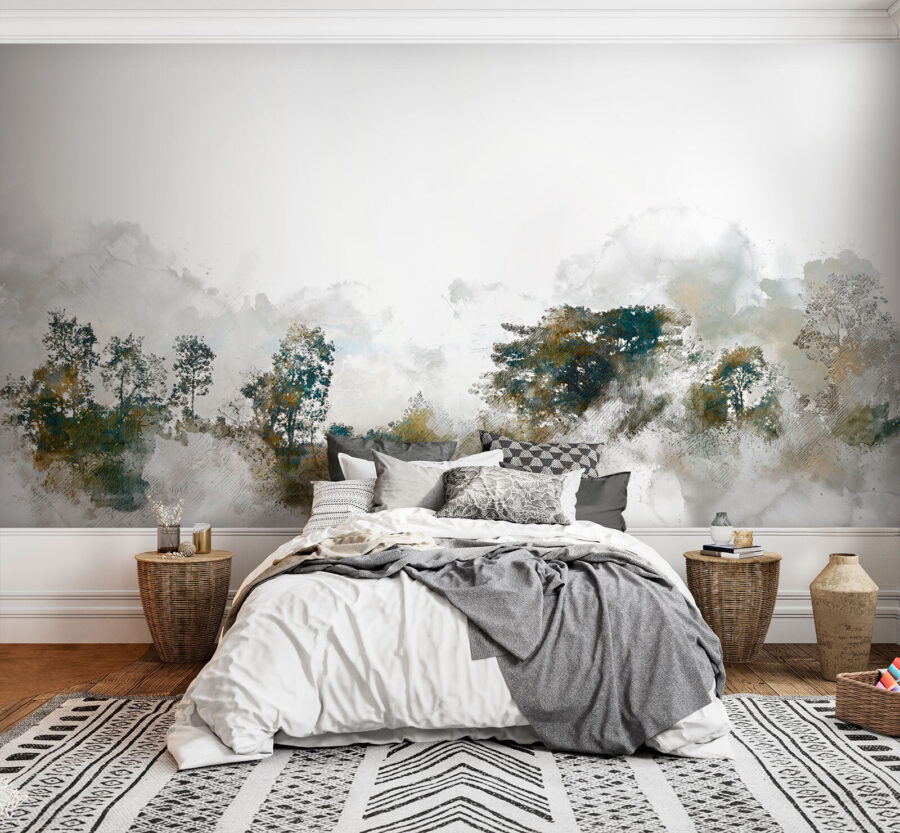 Watercolor of trees and clouds Watercolor of trees and clouds