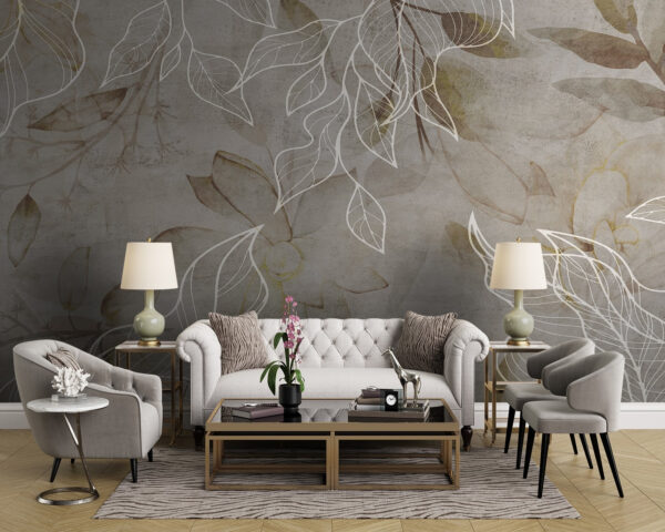 Wall murals Wall murals Elegant leaves on a textured background (SKU: u75352)