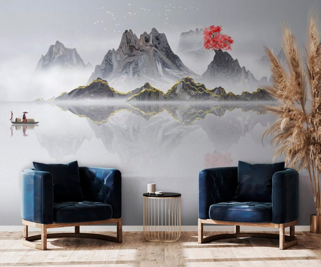 Mountain range with a red tree in the middle of the water u72981pig2 1024x853 - Mountain range with a red tree in the middle of the water - tegory