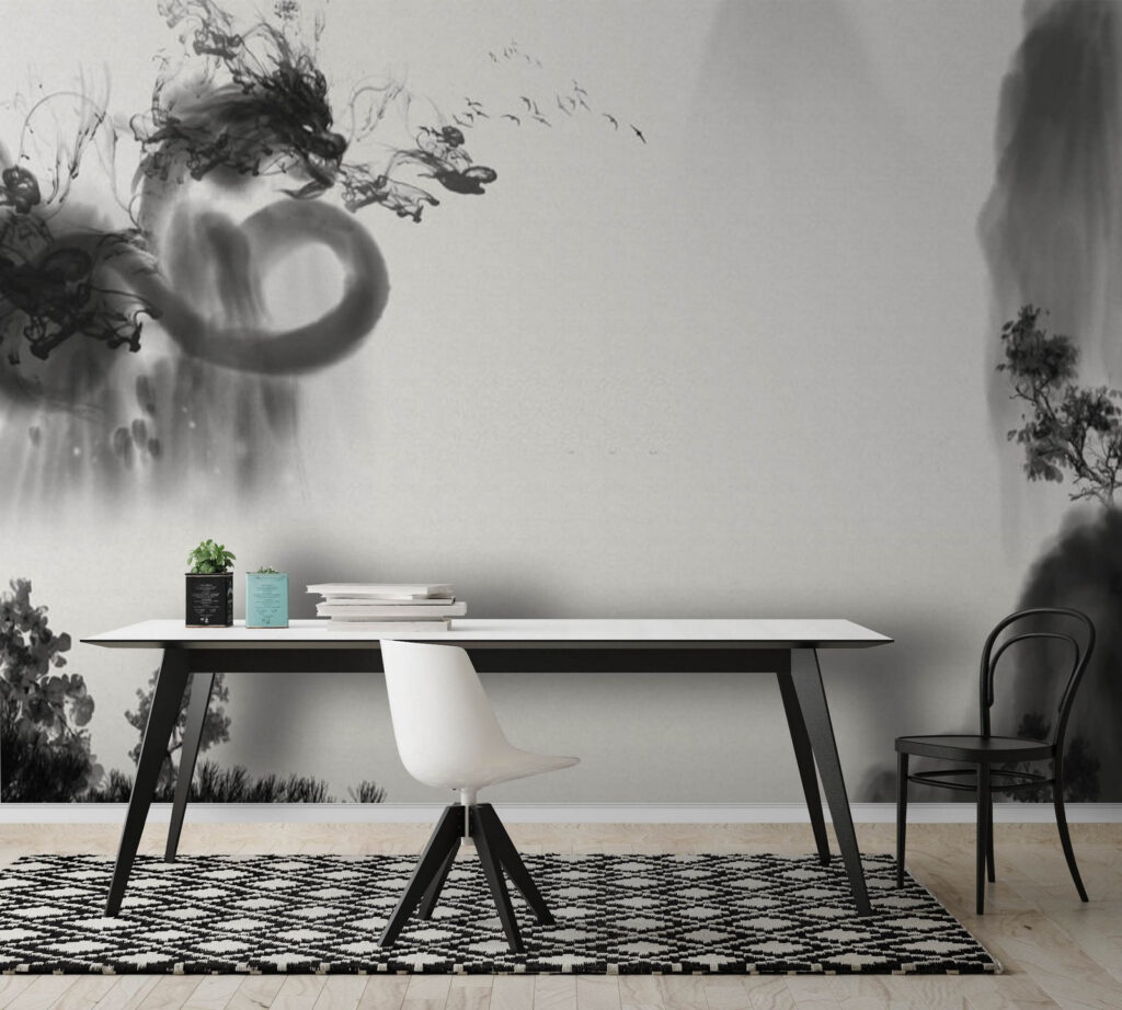 Black and white image of a dragon Black and white image of a dragon