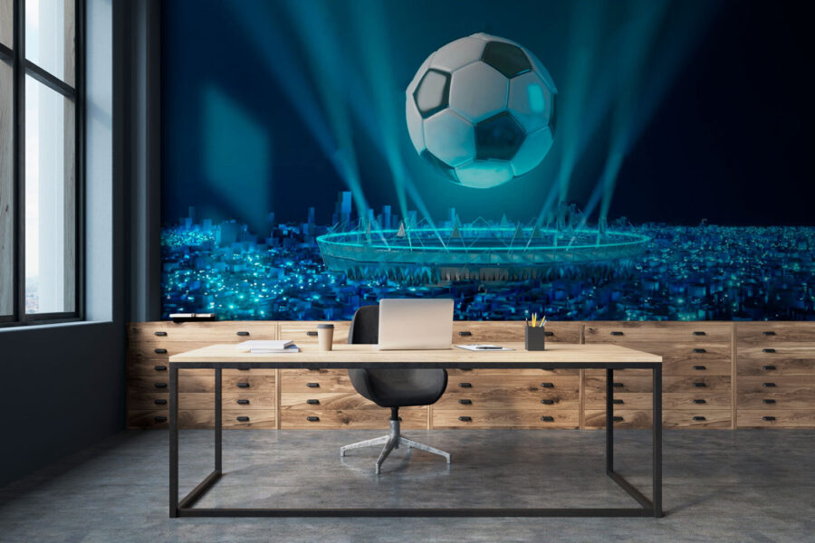 Wall murals Football ball above a stadium - Image 3
