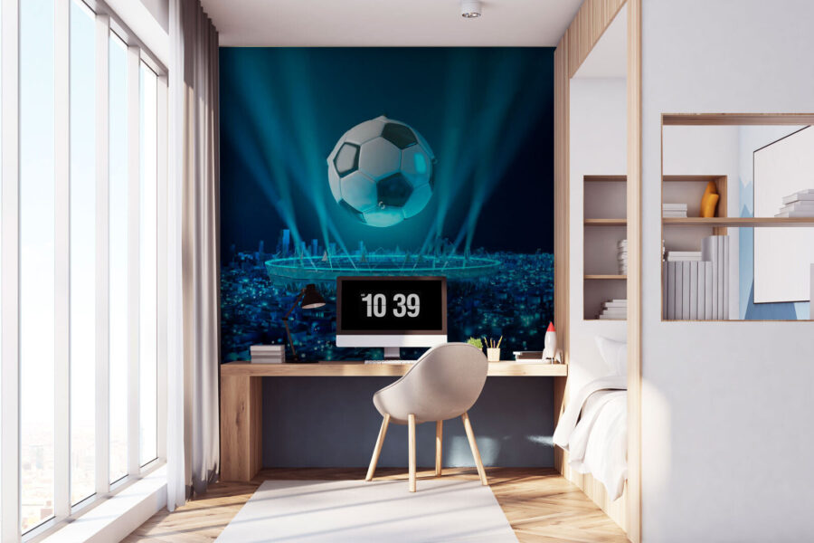 Wall murals Football ball above a stadium