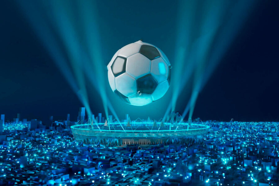 Wall murals Football ball above a stadium - Image 6