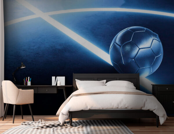 Football ball on a blue surface