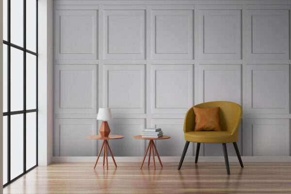 White wall with square tiles White wall with square tiles