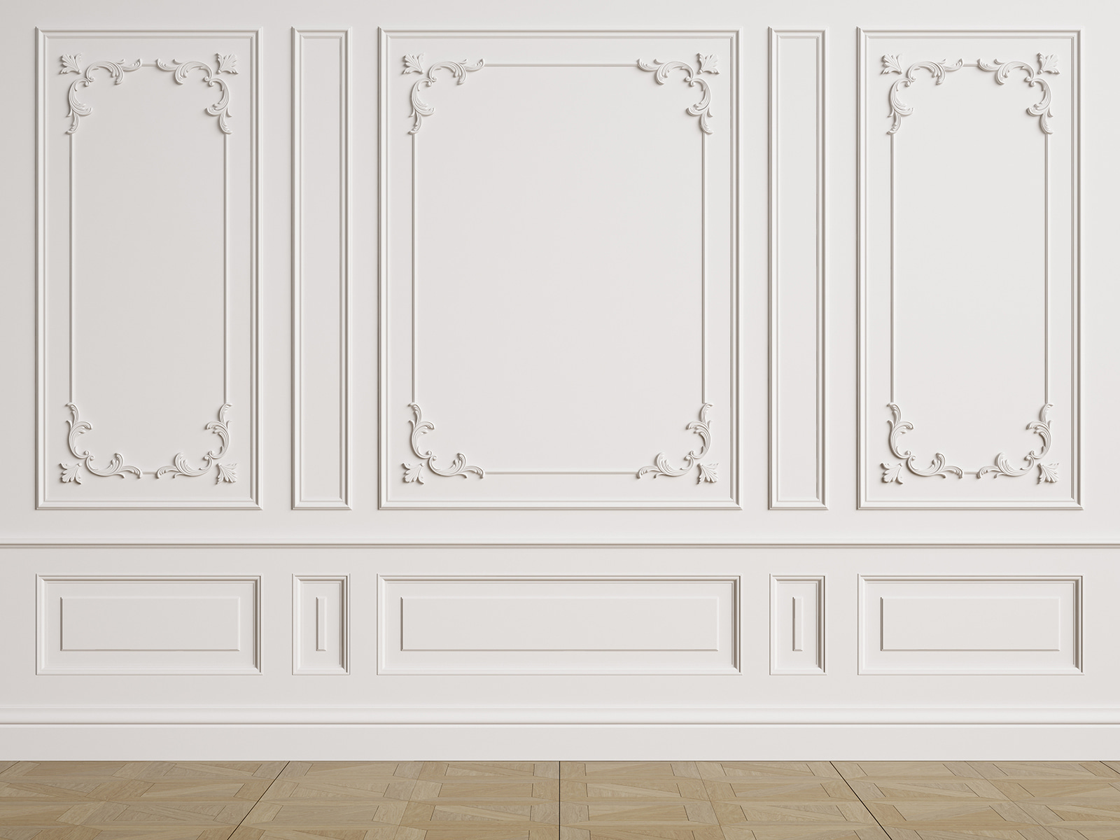 u72615p - White wall with molding - tegory