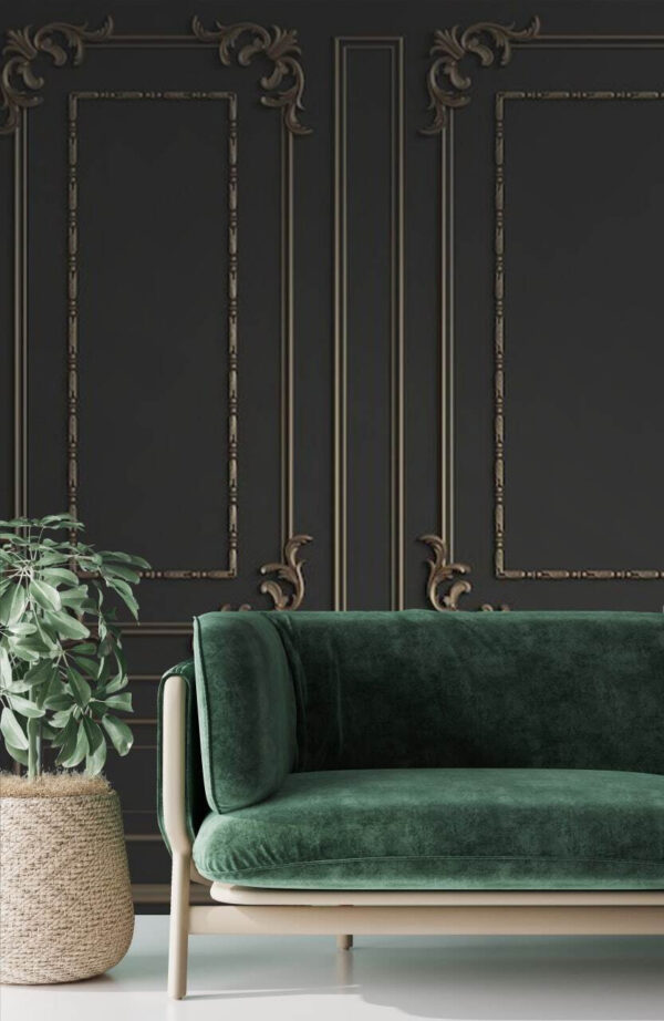 Elegant ornate wall design in dark tones Elegant ornate wall design in dark tones