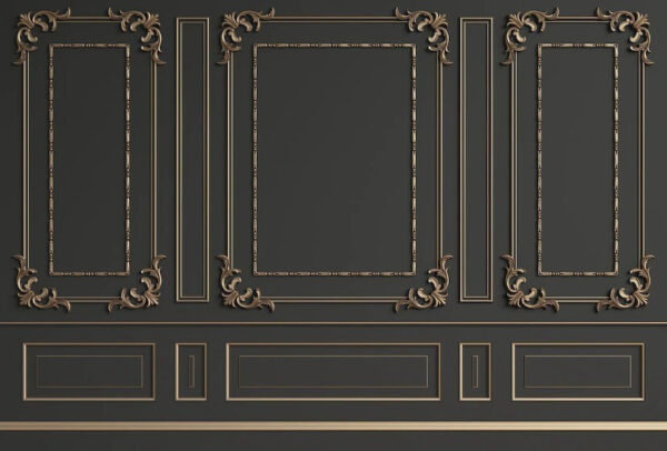 Elegant ornate wall design in dark tones Elegant ornate wall design in dark tones