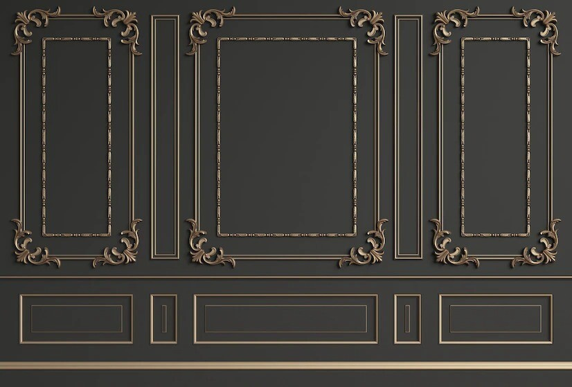 Elegant ornate wall design in dark tones