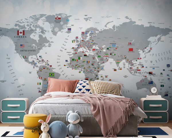 Map of the world with flags