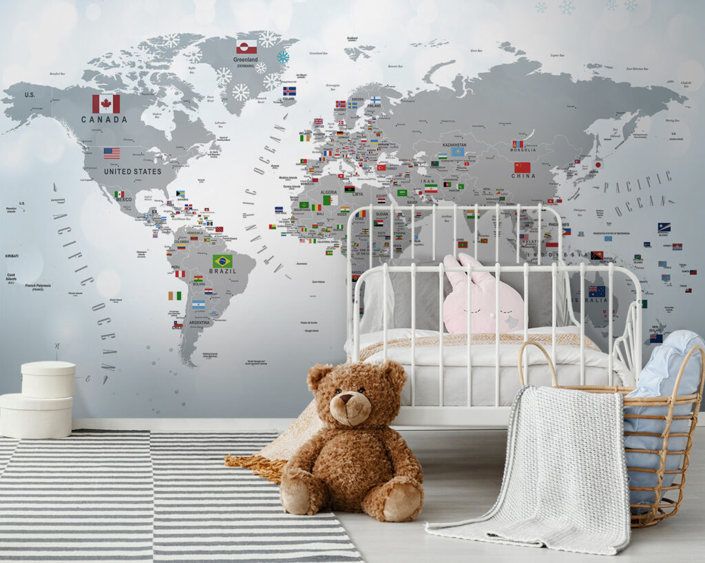 Map of the world with flags