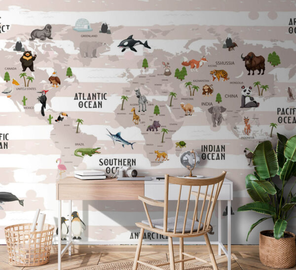 Map of the world with animals u72580pir3 600x549 - Map of the world with animals - tegory