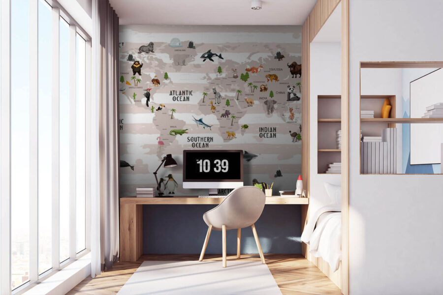 Map of the world with animals u72580pir2 900x600 - Map of the world with animals - tegory