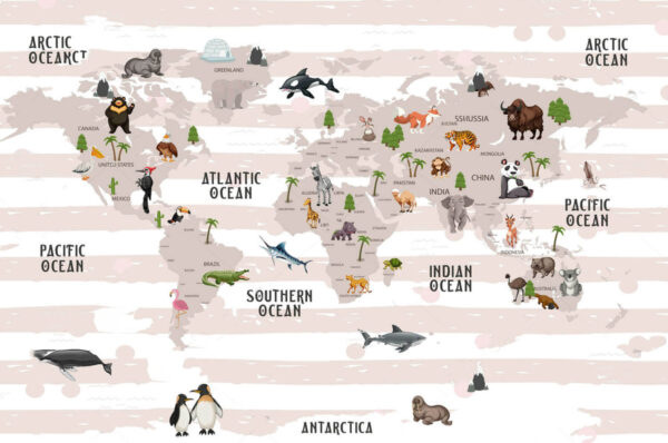 Map of the world with animals u72580p 600x398 - Map of the world with animals - tegory