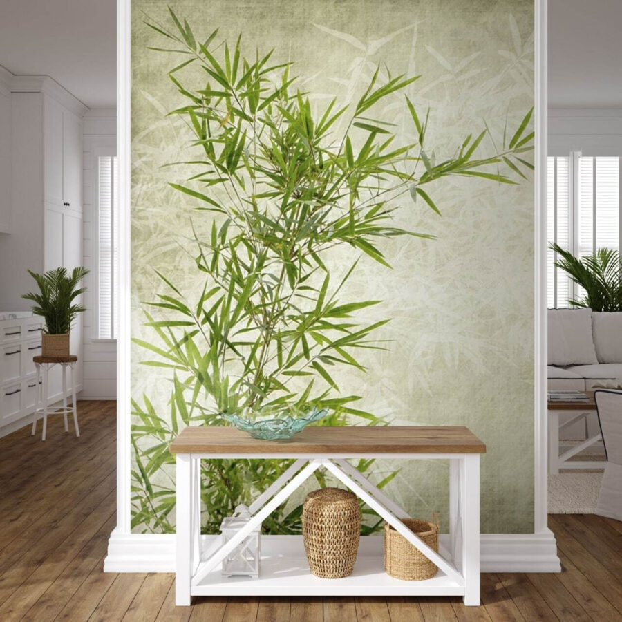 Lush bamboo against a textured background.