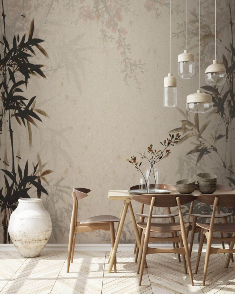 Black and white image of a bamboo plant