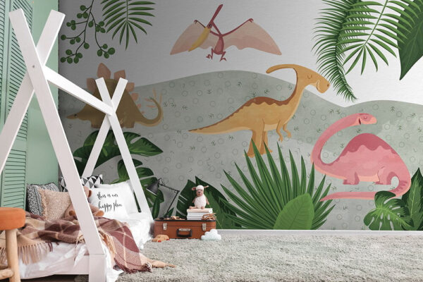 Group of dinosaurs with leaves Group of dinosaurs with leaves