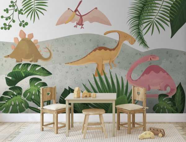 Group of dinosaurs with leaves Group of dinosaurs with leaves