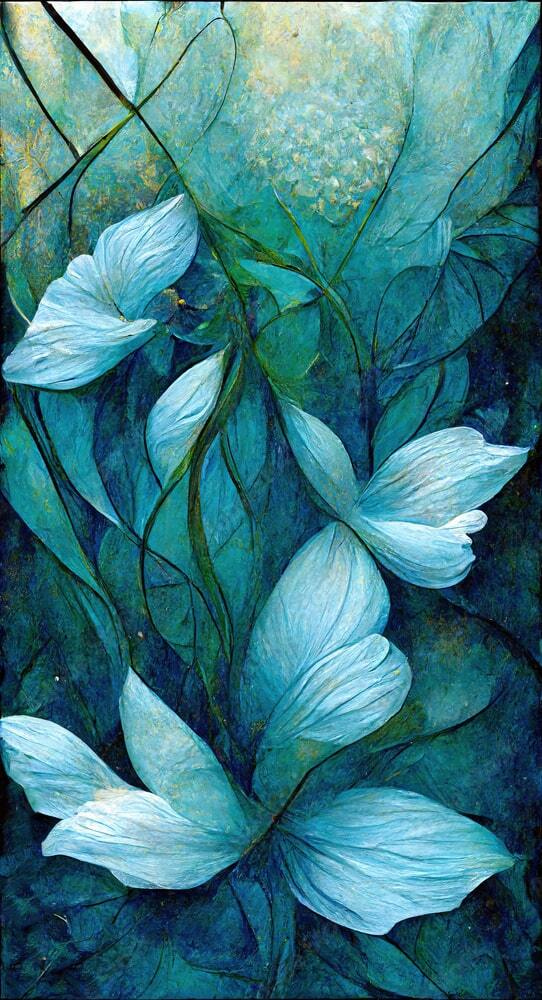 Painting of flowers and leaves Painting of flowers and leaves