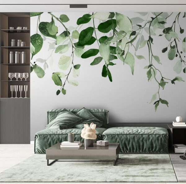 Elegant green leaves background design. Elegant green leaves background design.