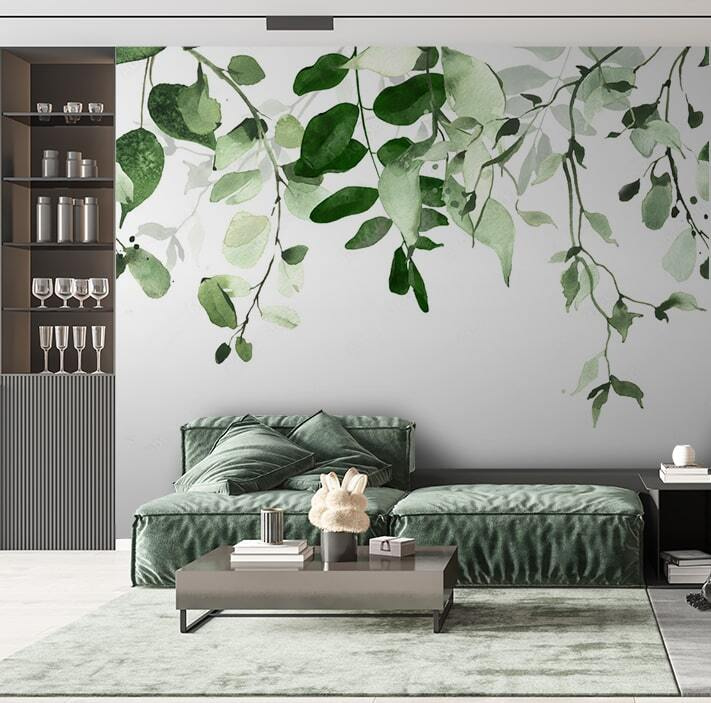 Elegant green leaves background design.