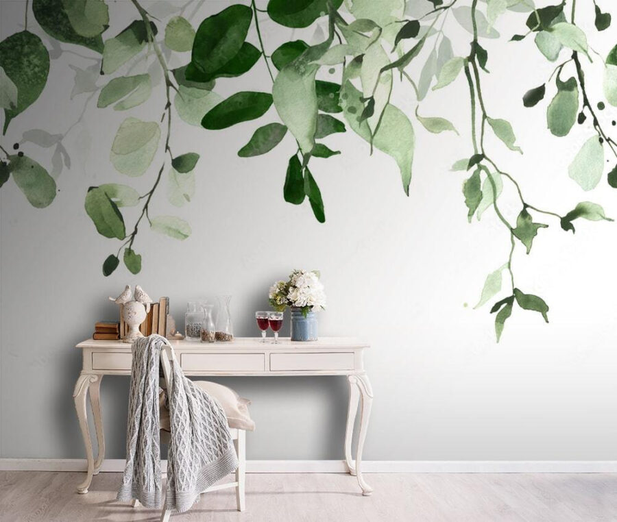 Elegant green leaves background design.