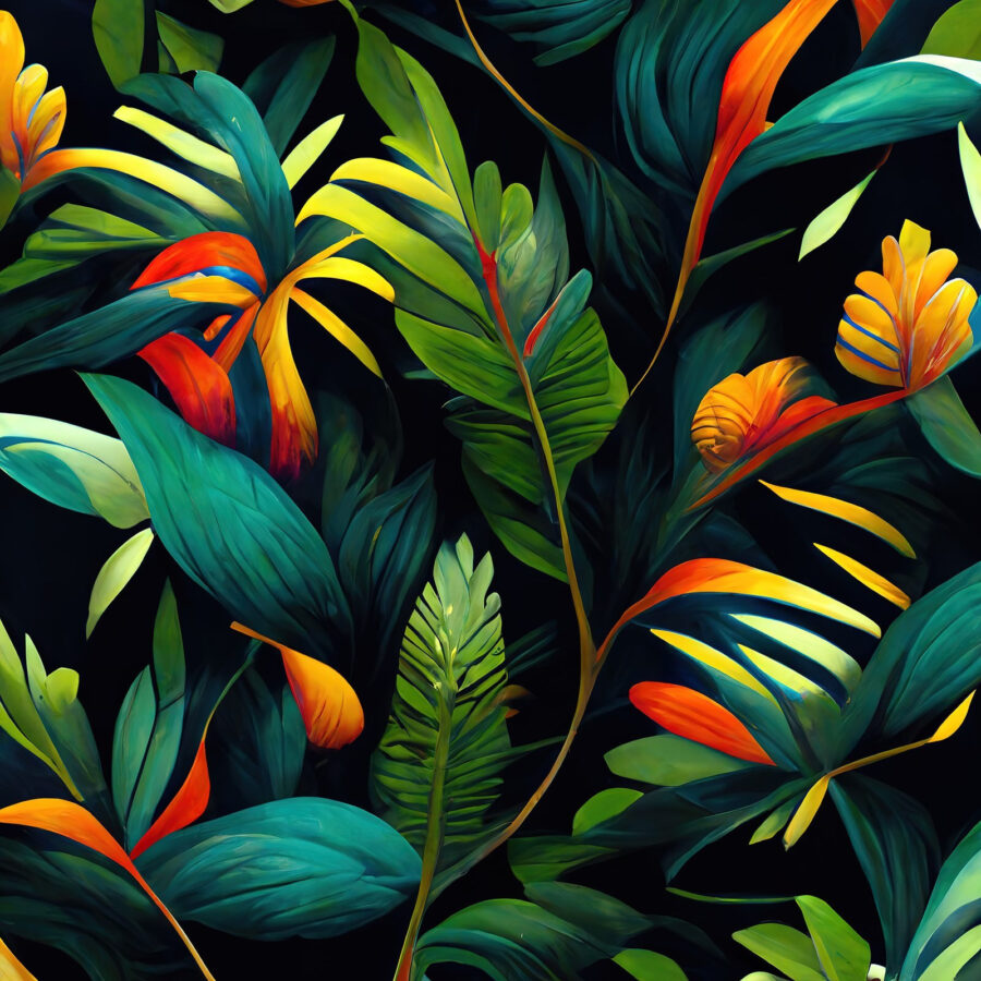 Colorful leaves on a black background